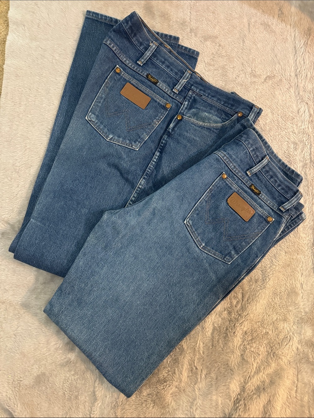 2 Pair of Wrangler 100% Cotton Denim Cowboy Cut Slim Fit Jeans Men's 36 X34